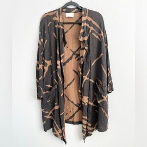 NOEN GODSKE Size US 8 • Gray Tan Stripe Wool Blend Lightweight Cardigan.